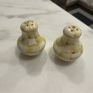 *Retired* Mackenzie Childs Parchment Check Salt & Pepper Shakers